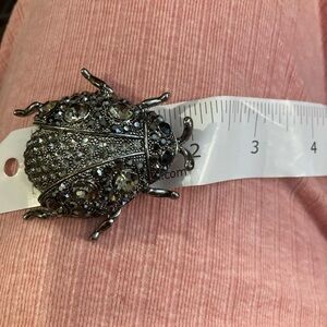 Vintage huge metal pin brooch ladybug beetle